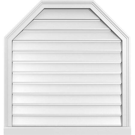 Ekena Millwork Octagonal Top Surface Mount PVC Gable Vent w/ 2"W x 2"P Brickmould Sill Frame, 32"W x 34"H GVPOT32X3403SF